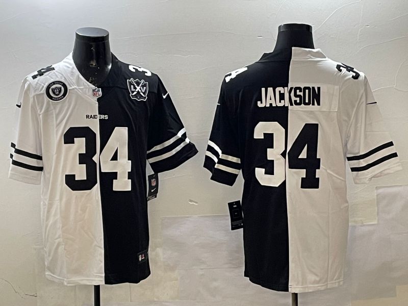 Men Oakland Raiders #34 Jackson White Black Fashion 2025 Nike Limited NFL Jersey style 4->oakland raiders->NFL Jersey